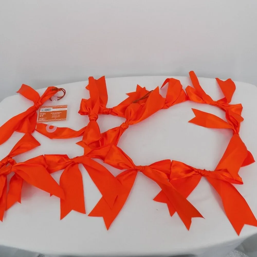 Ashland 12 Bow Garland Orange 6 ft Long Fall Essentials Halloween Autumn New